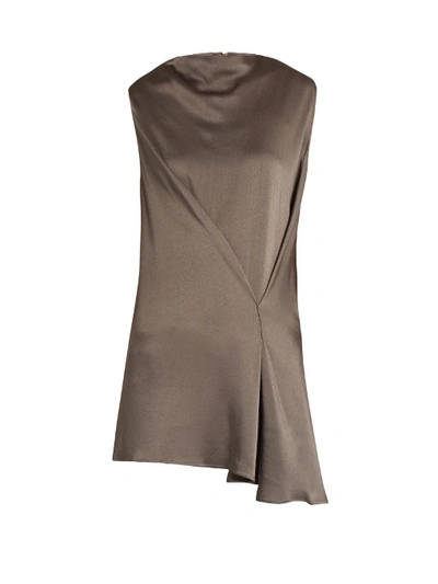 Raey Stitch-front Satin Top In Grey