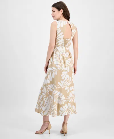 Anne Klein Modern Linen-blend Midi Dress In Multi