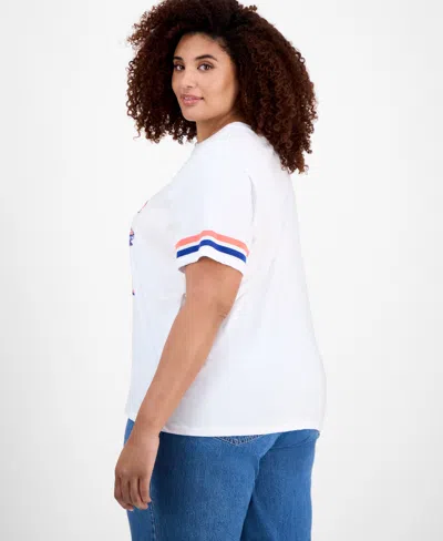 Hybrid Trendy Plus Size Mustang Crewneck Tee In White