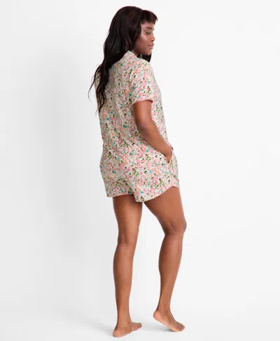 Macy's State Of Day Women's Fluid Knit Notched-collar Pajama Set, Exclusively At  In Multi