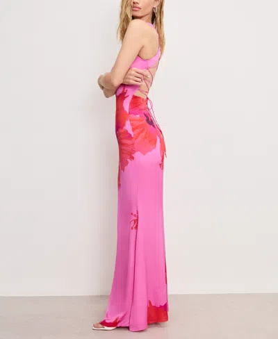 Good American Women's Satin Lace-up Maxi Dress In Multi