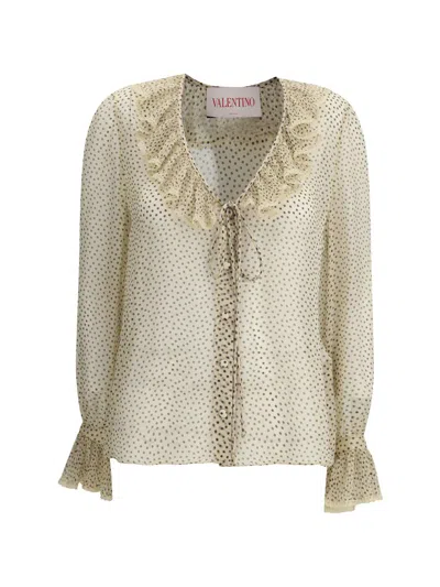 Valentino Polka Dot Printed Ruffled Top