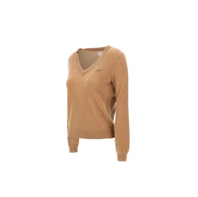 Sun 68 Sun68 - V Neck Solid L/s Beige K30201