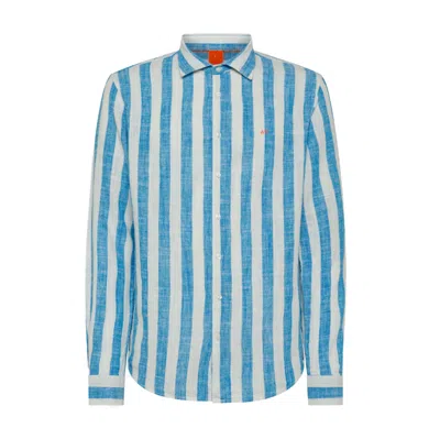 Sun68-beach Sun68 Beach - Shirt Fancy Stripe 1301 Turquoise/white S33123