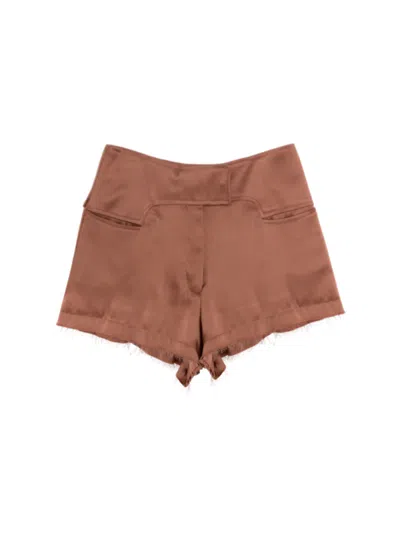 Tom Ford High-waisted Frayed-hem Shorts In Brown