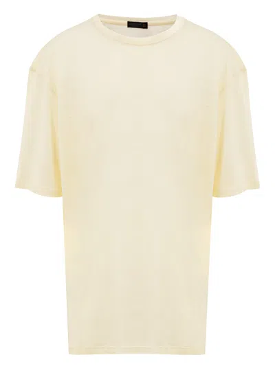 Corneliani T-shirts  Clear Yellow In Short Sleeve In Linen