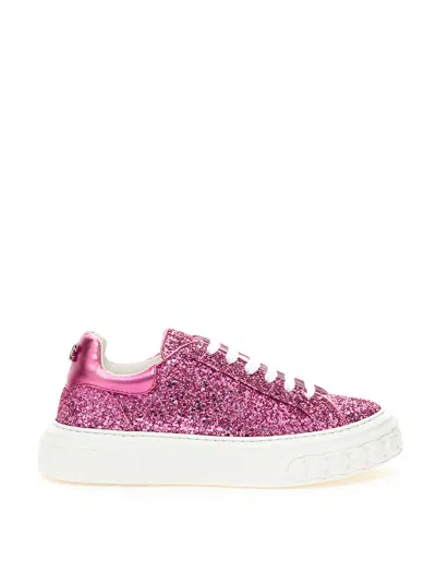 Casadei Fuchsia Elegance Leather Sneakers