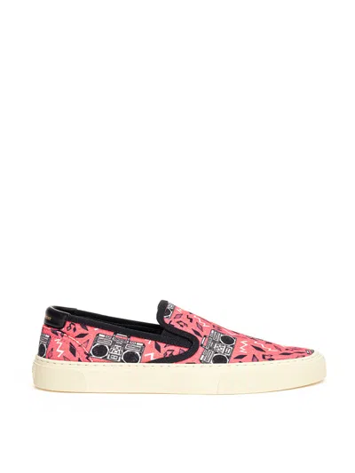 Saint Laurent Slip On In Canvas Rosa With Radio Printing