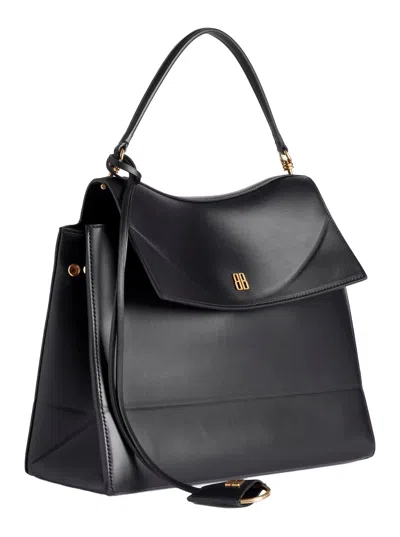 Balenciaga 'nano' Black Medium Handbag With Adjustable And Removable Shoulder Strap And Embossed Log