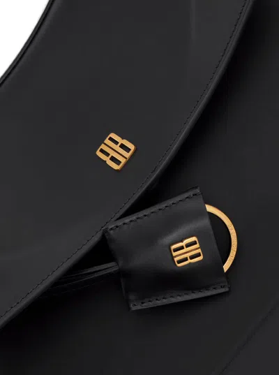 Balenciaga 'nano' Black Medium Handbag With Adjustable And Removable Shoulder Strap And Embossed Log