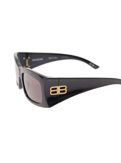 Balenciaga Black Sunglasses With Maxi Frame And Gold-tone Hardware In Acetate Woman