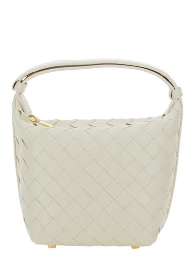 Bottega Veneta 'candy Wallace' White Handbag With Intrecciato Motif In Leather Woman