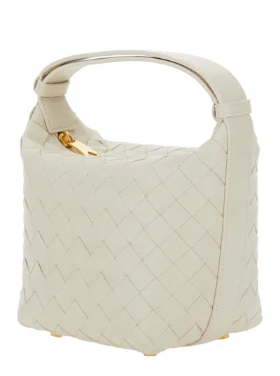 Bottega Veneta 'candy Wallace' White Handbag With Intrecciato Motif In Leather Woman