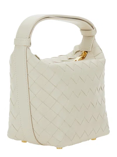 Bottega Veneta 'candy Wallace' White Handbag With Intrecciato Motif In Leather Woman