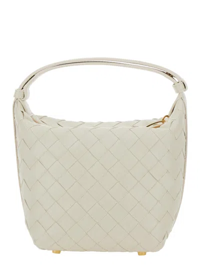 Bottega Veneta 'candy Wallace' White Handbag With Intrecciato Motif In Leather Woman