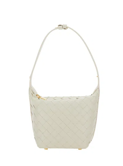 Bottega Veneta 'candy Wallace' White Handbag With Intrecciato Motif In Leather Woman