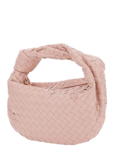 Bottega Veneta 'jodie' Pink Small Handbag With Knot Detail And Intrecciato Motif In Leather Woman