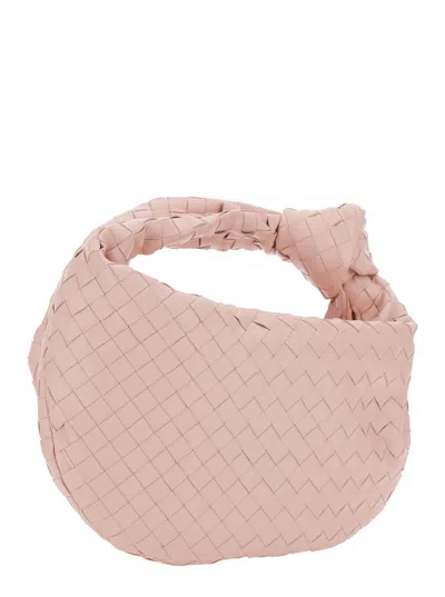 Bottega Veneta 'jodie' Pink Small Handbag With Knot Detail And Intrecciato Motif In Leather Woman