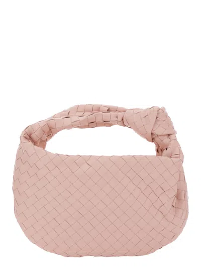 Bottega Veneta 'jodie' Pink Small Handbag With Knot Detail And Intrecciato Motif In Leather Woman
