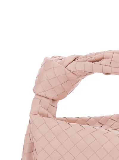 Bottega Veneta 'jodie' Pink Small Handbag With Knot Detail And Intrecciato Motif In Leather Woman