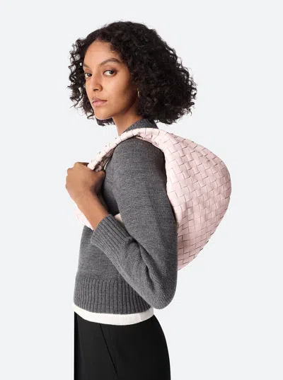 Bottega Veneta 'jodie' Pink Small Handbag With Knot Detail And Intrecciato Motif In Leather Woman