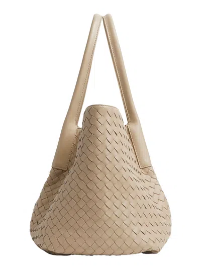 Bottega Veneta 'pinacoteca' Beige Reversible Shoulder Bag With Two Top Handles And Intrecciato Motif