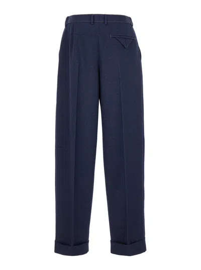 Bottega Veneta Tailored Long Trousers With Side Pockets And Zip Fastening In Blue