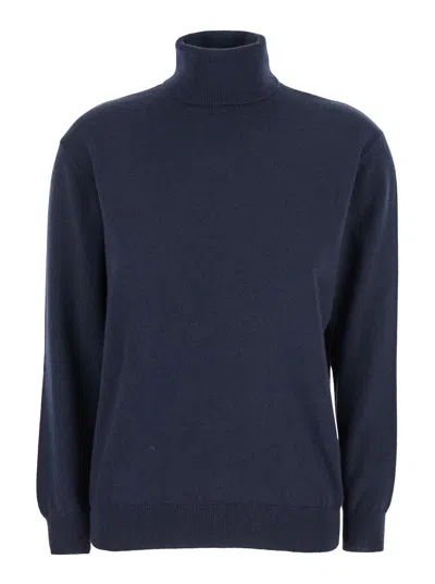 Brunello Cucinelli Blue Turtleneck Sweater In Blue