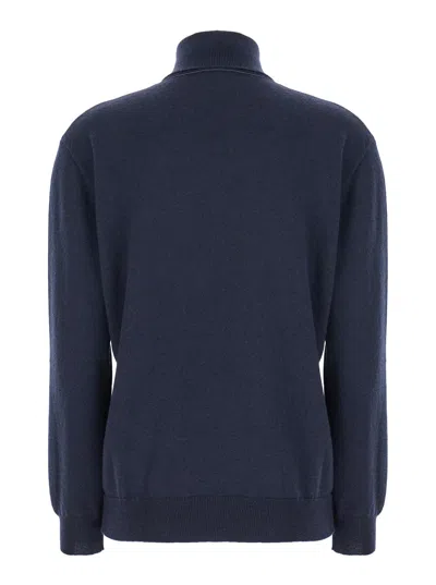 Brunello Cucinelli Blue Turtleneck Sweater In Blue