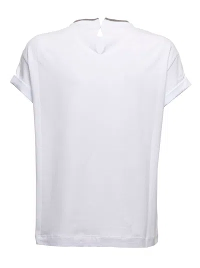 Brunello Cucinelli Stretch Cotton Jersey T-shirt With Precious Faux Layering