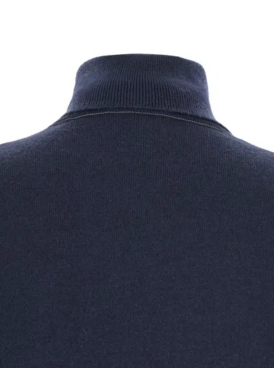 Brunello Cucinelli Blue Turtleneck Sweater In Blue