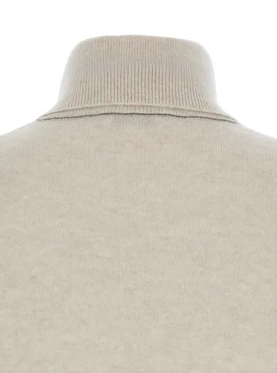 Brunello Cucinelli Beige Turtleneck Sweater In Cashmere Woman In Gray