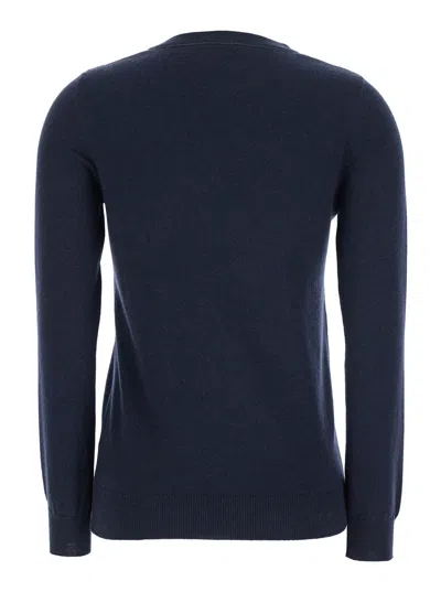 Brunello Cucinelli Blue Sweater With Round Neck In Cashmere Woman In Blue