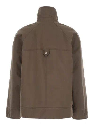 Brunello Cucinelli Grey Jacket With Classic Collar With Snap Buttons In Cotton Blend Woman