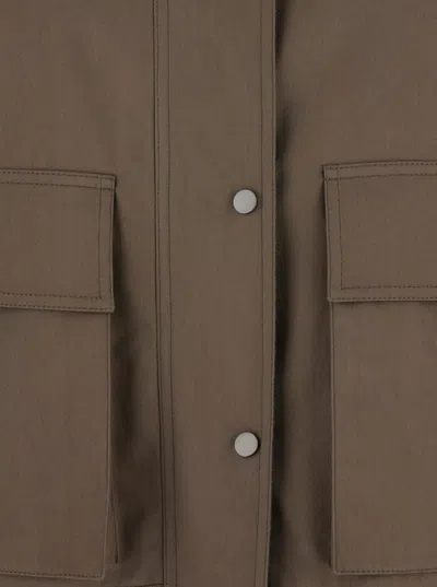 Brunello Cucinelli Grey Jacket With Classic Collar With Snap Buttons In Cotton Blend Woman