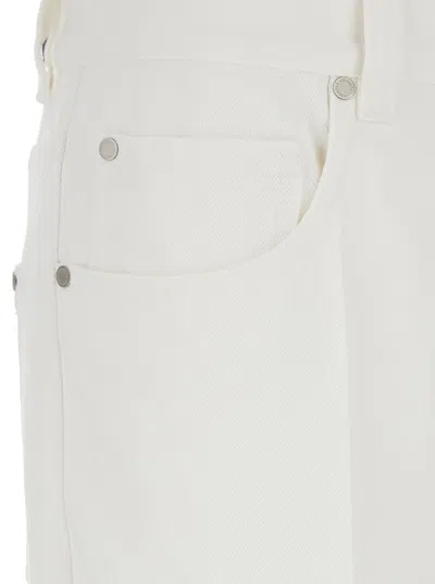 Brunello Cucinelli White Jeans With Wide Leg And Monil Detail On The Rear In Denim Woman