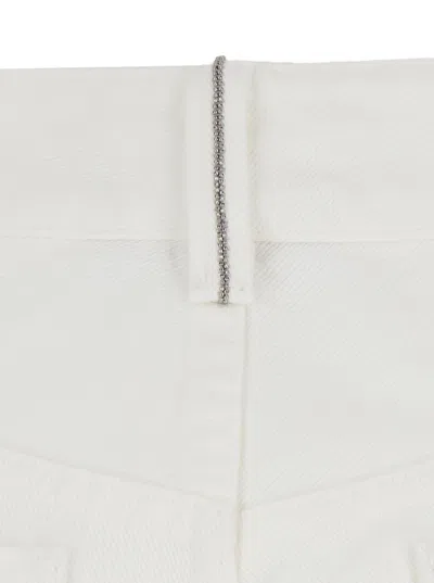 Brunello Cucinelli White Jeans With Wide Leg And Monil Detail On The Rear In Denim Woman