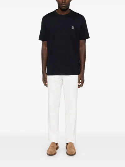 Brunello Cucinelli Cotton Jersey Crew Neck T-shirt With Logo Clothing