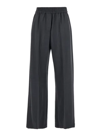 Brunello Cucinelli Grey Pants With Elastic Waist In Wool Blend Stretch Woman