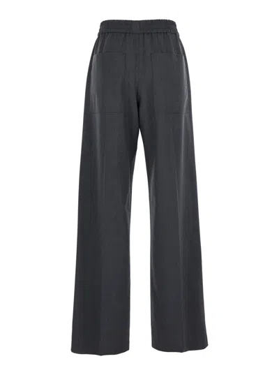 Brunello Cucinelli Grey Pants With Elastic Waist In Wool Blend Stretch Woman