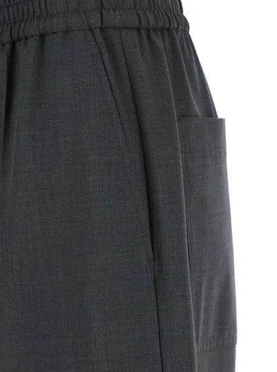 Brunello Cucinelli Grey Pants With Elastic Waist In Wool Blend Stretch Woman