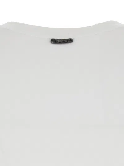 Brunello Cucinelli White Sleeveless Top With Round Neck And Monil Detail On The Rear In Cotton Stretch Woman