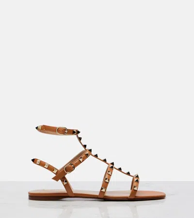 Valentino Garavani Valentino Rockstud Caged Leather Ankle Strap Sandal In Beige