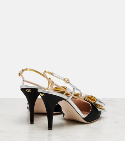 Valentino Garavani Slingback Bowow Pumps Black With Bow In Multi