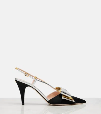Valentino Garavani Slingback Bowow Pumps Black With Bow In Multi