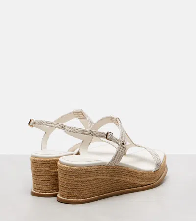 Jimmy Choo Theia 60 Snake-printed Leather Wedge Sandals In Gray