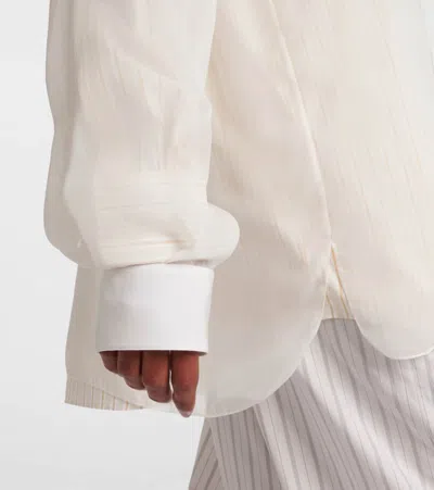 The Row Nesson Oversized Striped Cupro Shirt In White