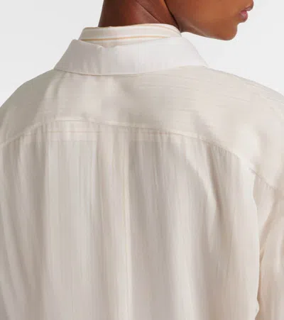 The Row Nesson Oversized Striped Cupro Shirt In White