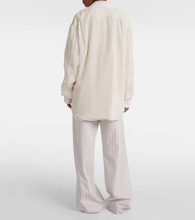 The Row Nesson Oversized Striped Cupro Shirt In White