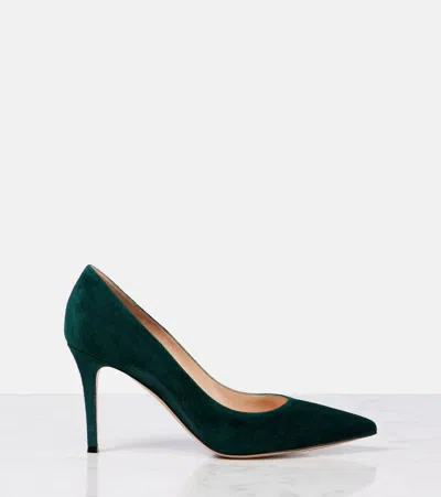 Gianvito Rossi Pointed Toe Suede Stiletto Heel Pumps In Green